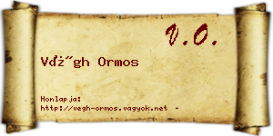 Végh Ormos névjegykártya